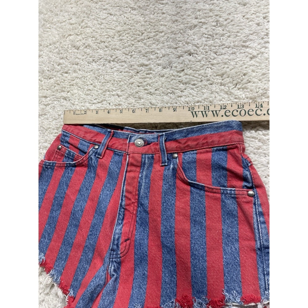 Vintage Levi's High Waist Red Denim Striped Cutoff Shorts EUC